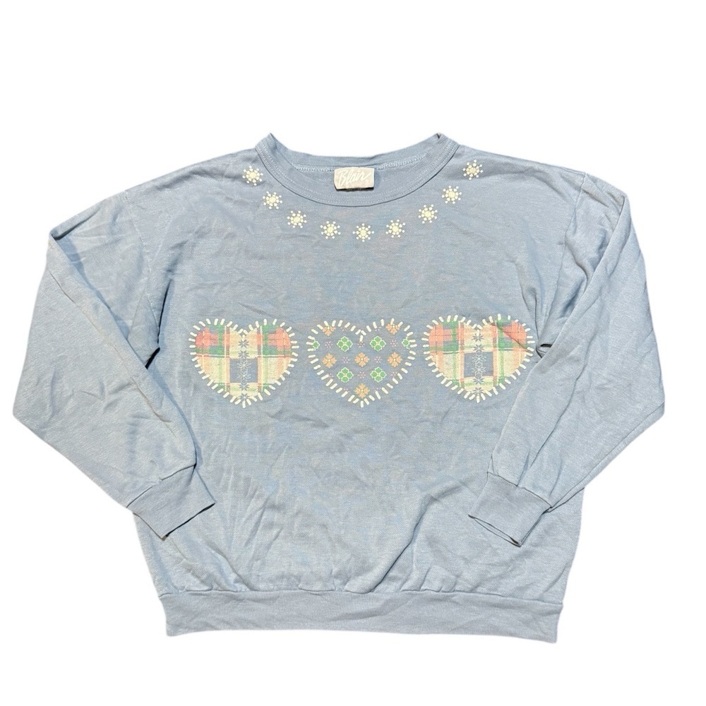Vintage Blair Cottagecore Heart Patch Pullover Fits Women’s S Grandma